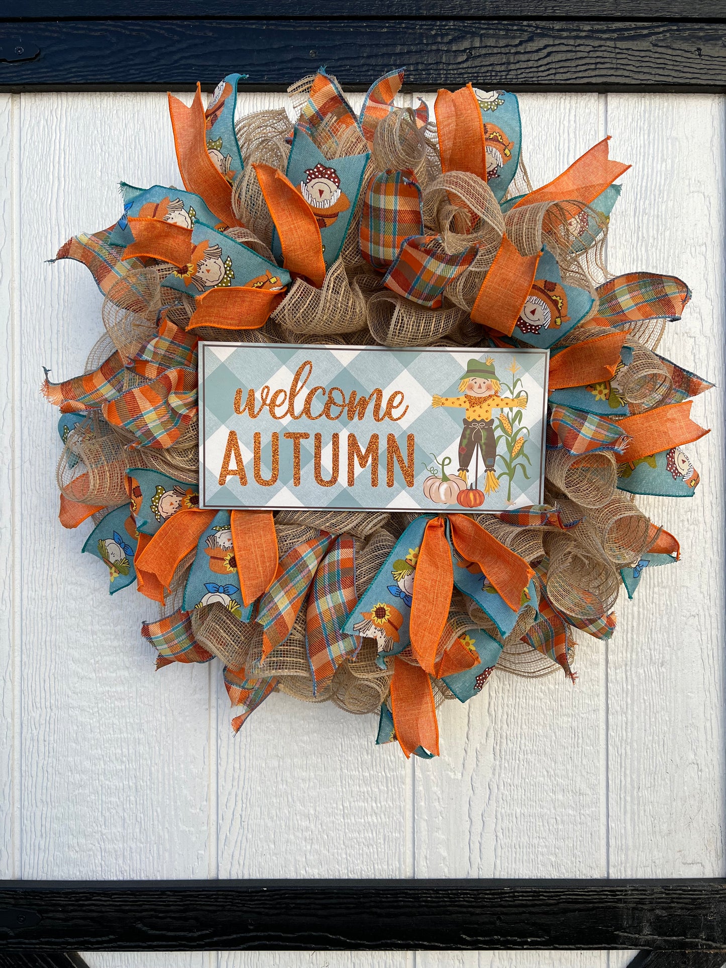 Welcome Autumn Scarecrow Wreath