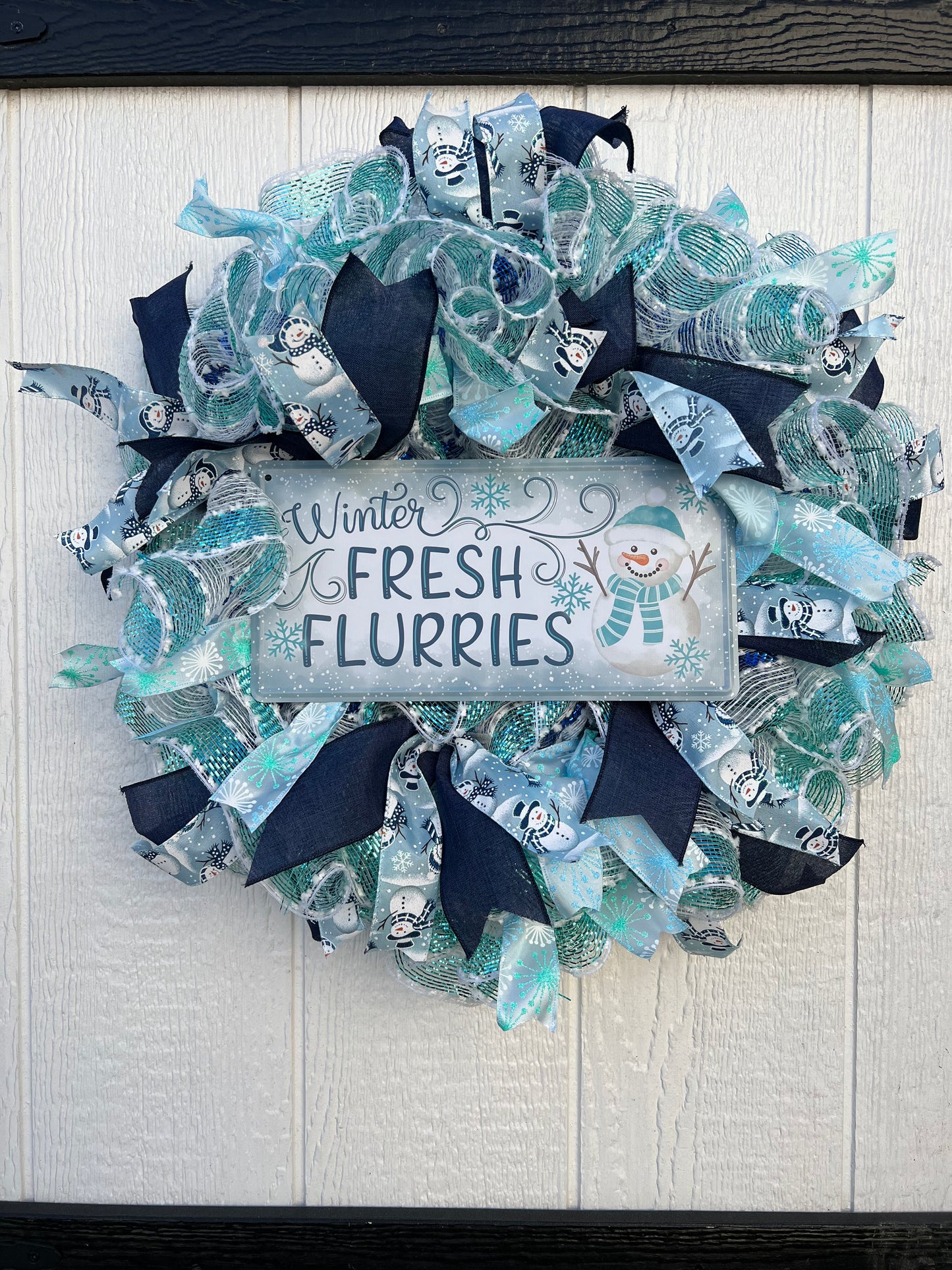 Winter Flurries Snowman Wreath