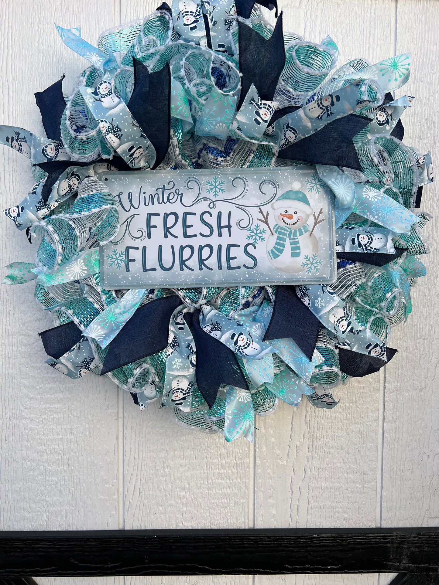 Winter Flurries Snowman Wreath